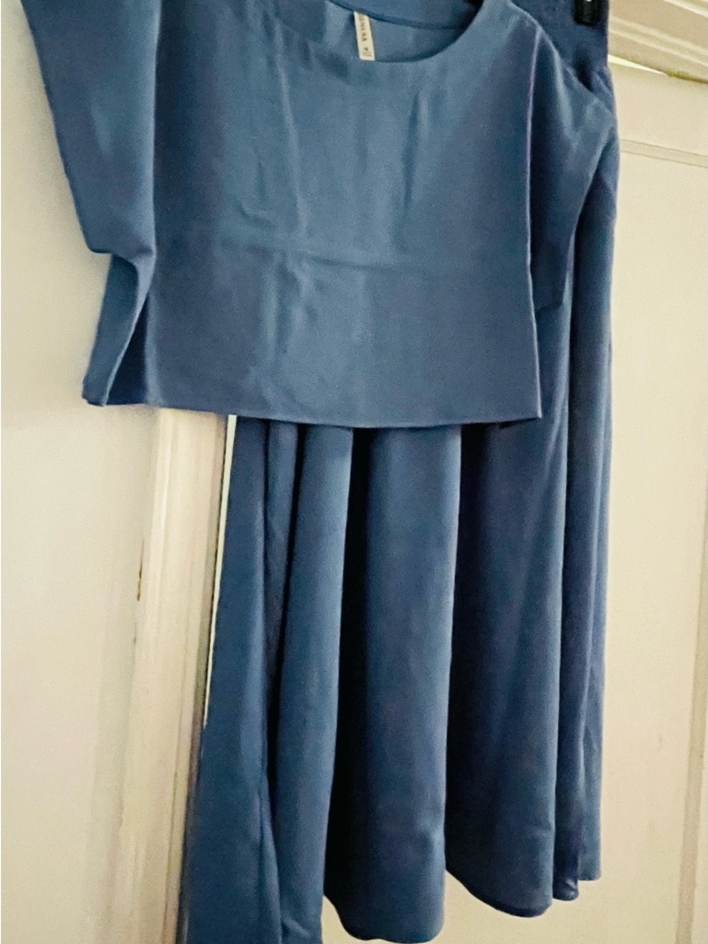 NWT! Zenana Outfitters Dusty Blue 2-Piece Cropped Top & Maxi Skirt Set - Medium
